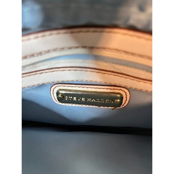 Steve Madden Crossbody Handbag Cream Rose Motif Gold Chain Leather Strap Boho - Picture 4 of 5